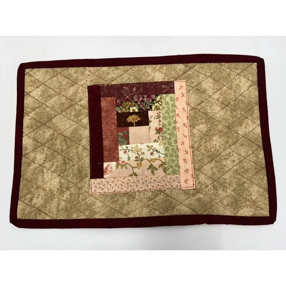 Set of 4 Quilted Placemats Patchwork Pattern Handmade Farmhouse Grannycore